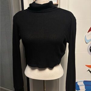 Garage Black Ribbed Crop Top
